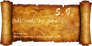 Sárvári Imre névjegykártya